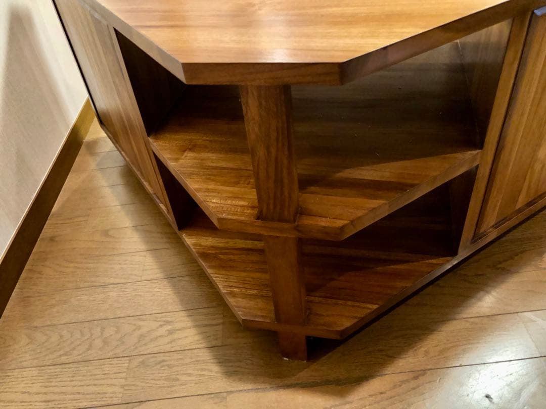 ギギリビング コーナーテレビ台 テレビボード チーク材 無垢材 木製 マボガニー