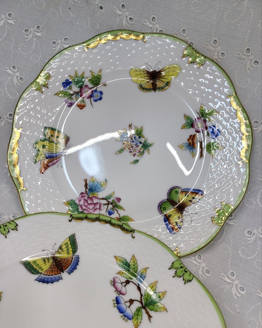 未使用近✨ヘレンド ヴィクトリアブーケ サラダ デザート プレート19 皿花蝶①