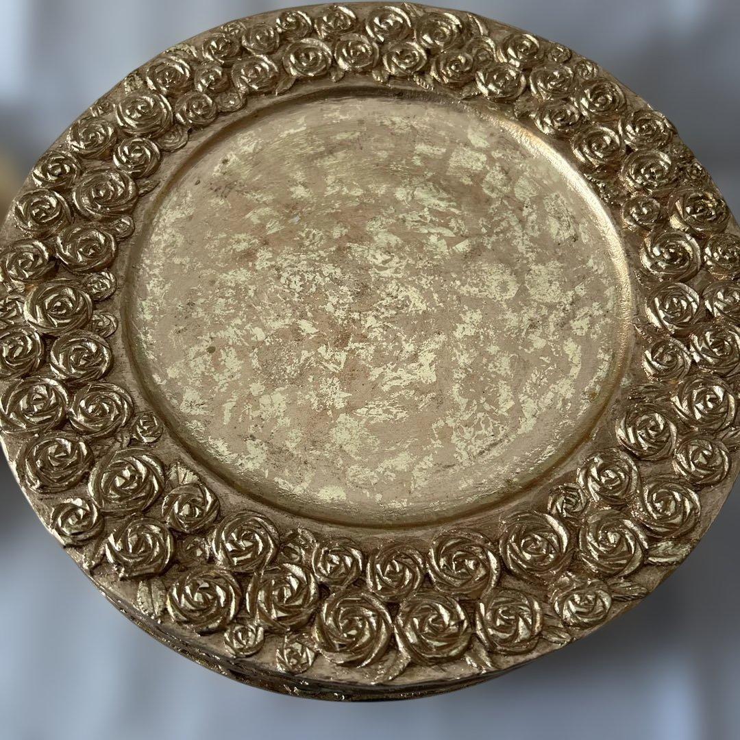 クリスマスプレートセット　 ６枚組　　ゴールド 薔薇模様 アンダープレート