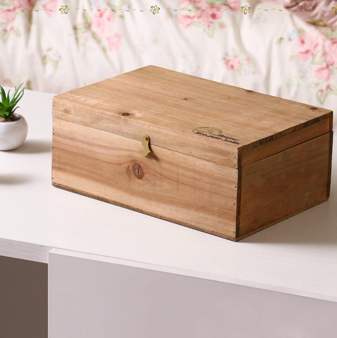 【3箱セット】蓋付き木箱 小物入れ ブラウン