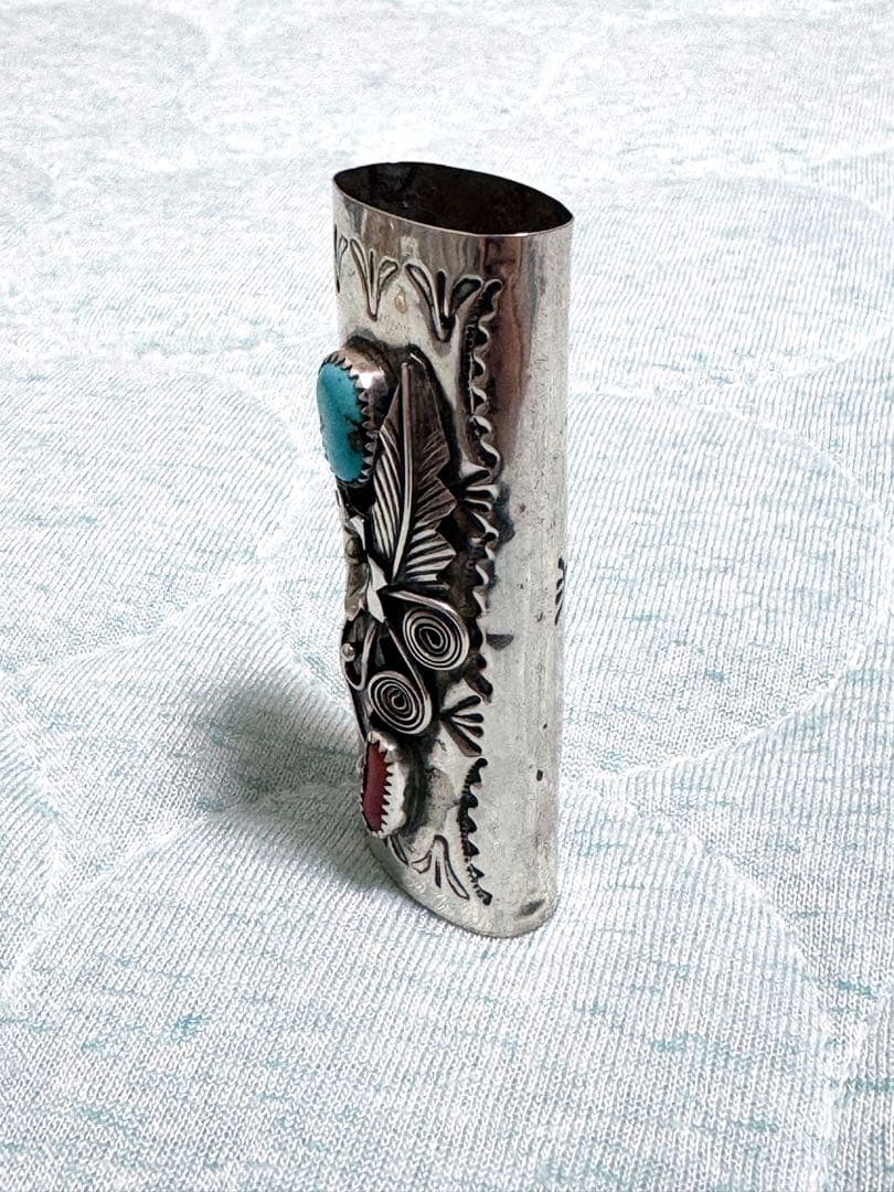 ビンテージ　ナバホ　Navajo ライターケース　ターコイズ　コーラル