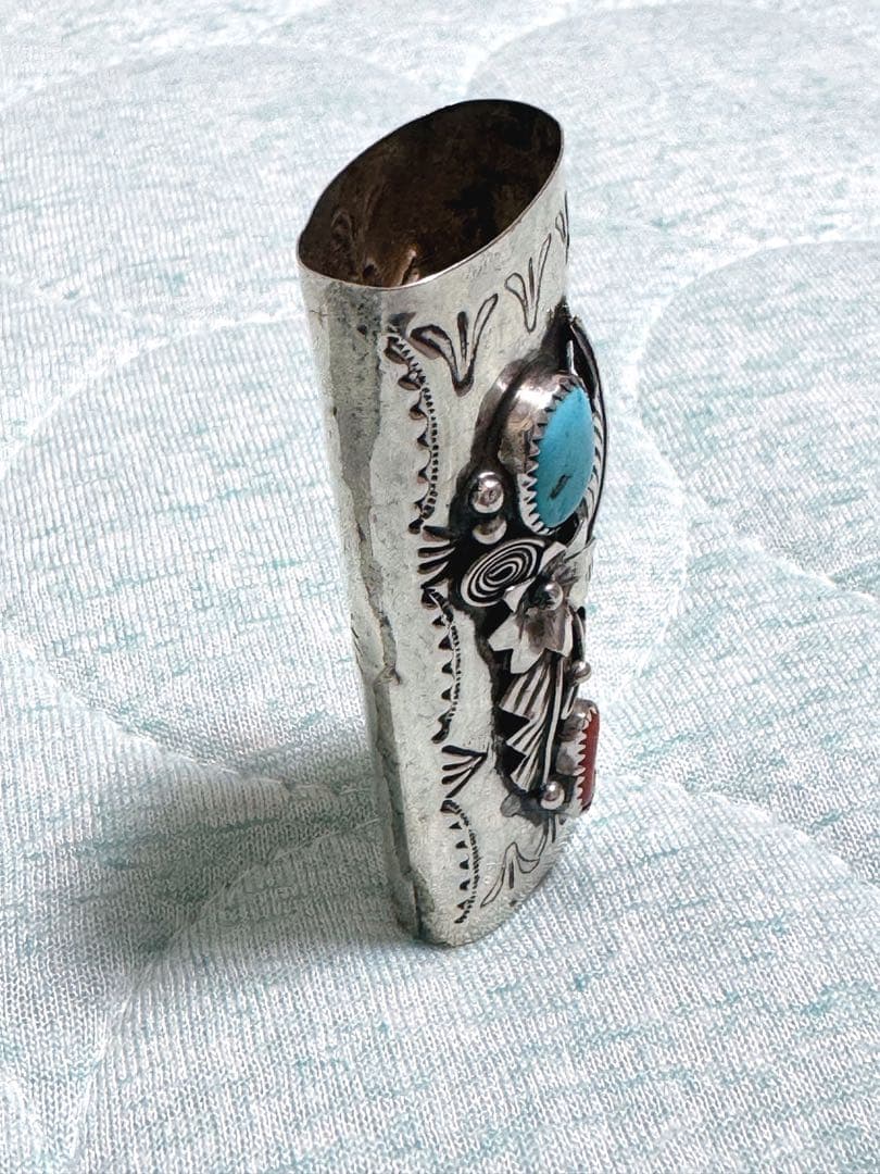 ビンテージ　ナバホ　Navajo ライターケース　ターコイズ　コーラル