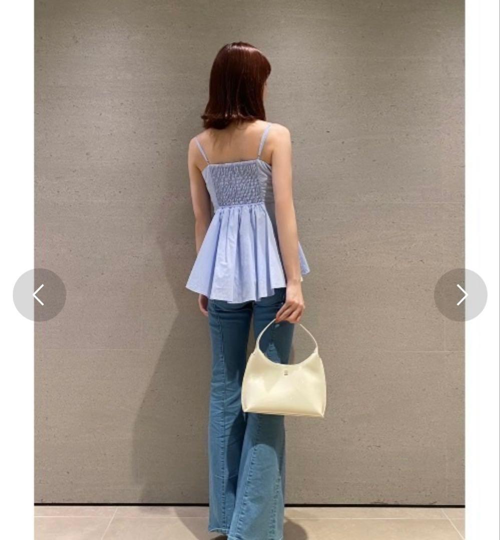 snidel リボンディティールブラウス ライトブルー スナイデル