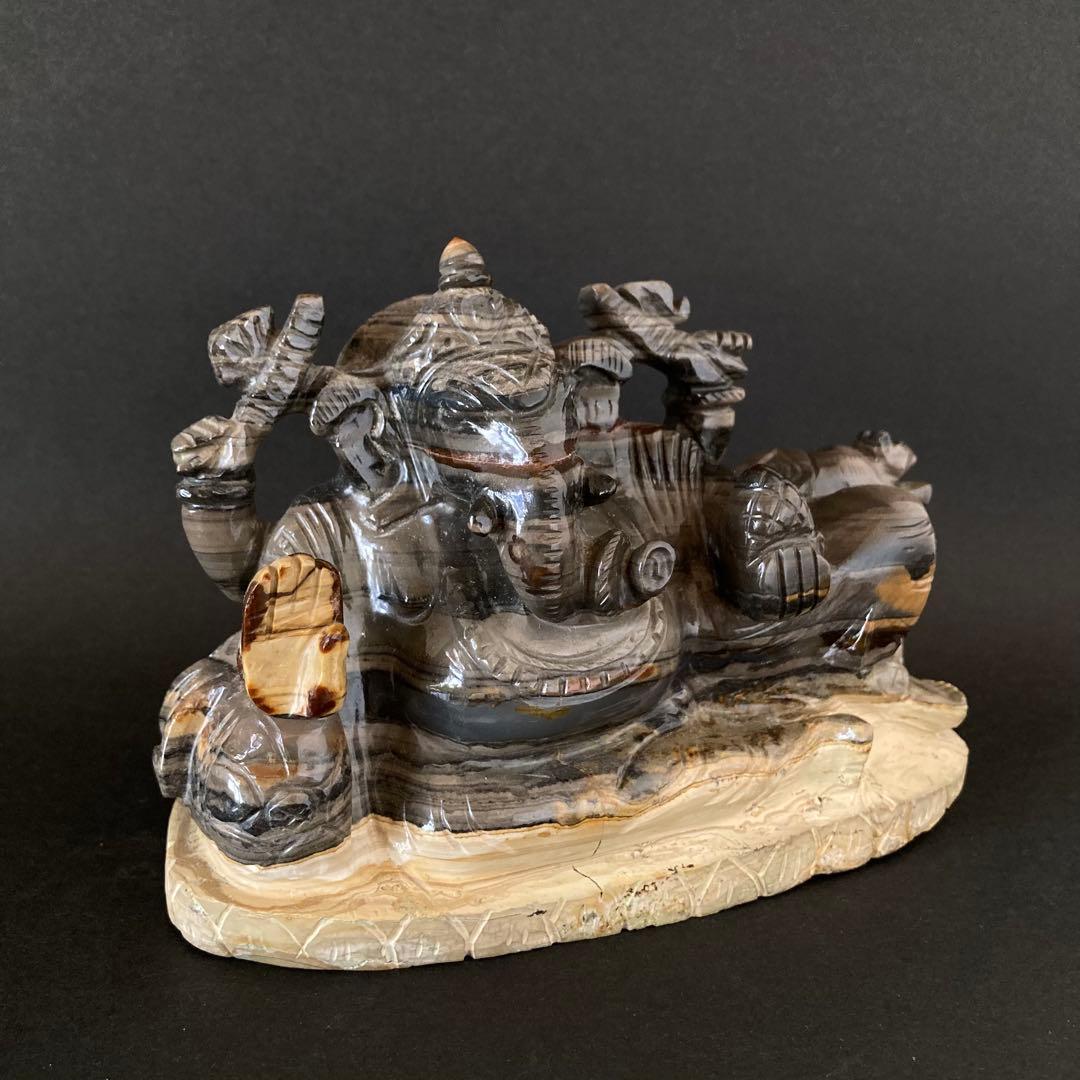 天然石　ガネーシャ　ゼブラジャスパー