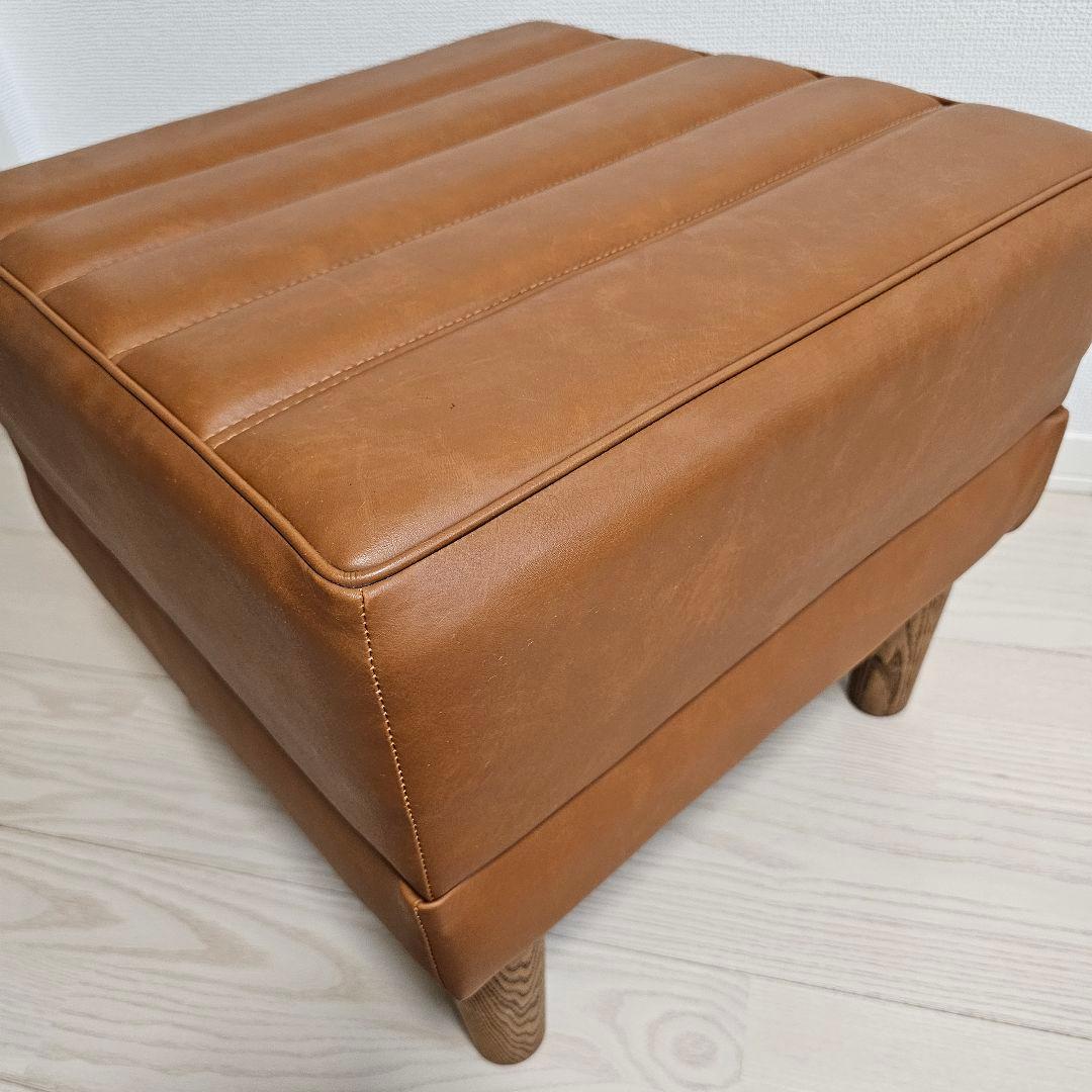 【送料込み】日本製 オットマン 合皮 レザー調 ブラウン