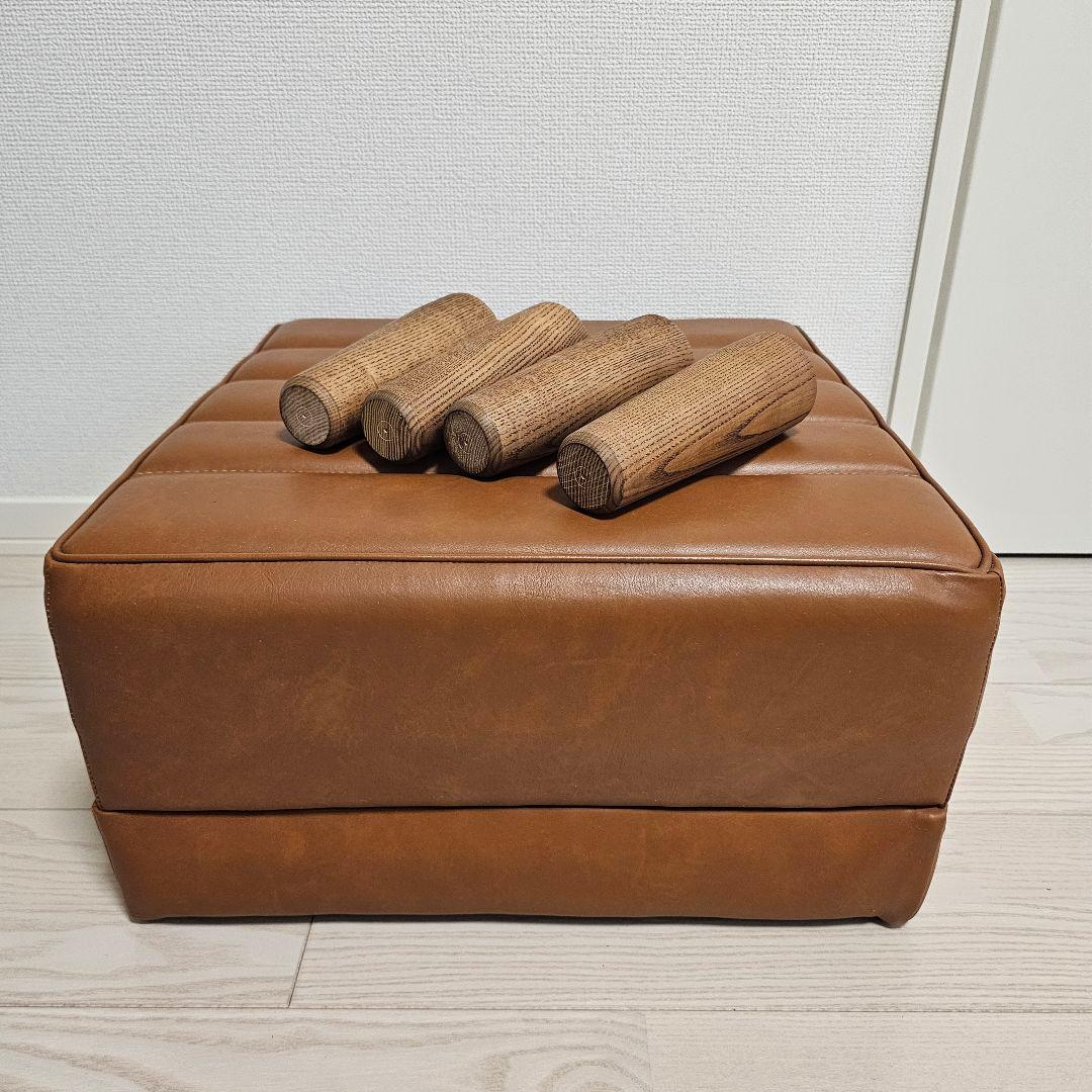 【送料込み】日本製 オットマン 合皮 レザー調 ブラウン