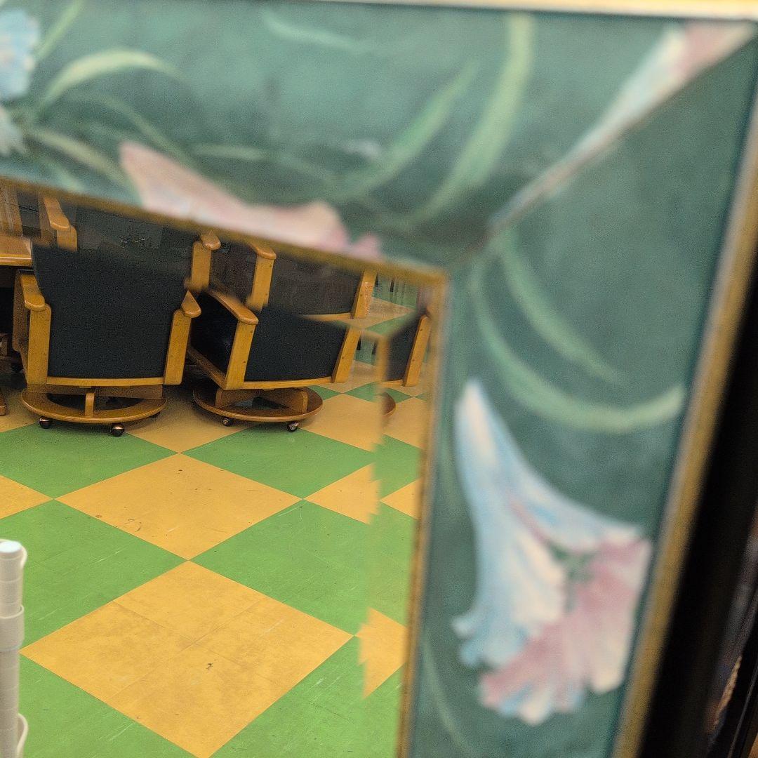 イタリア製 花柄スタンドミラー