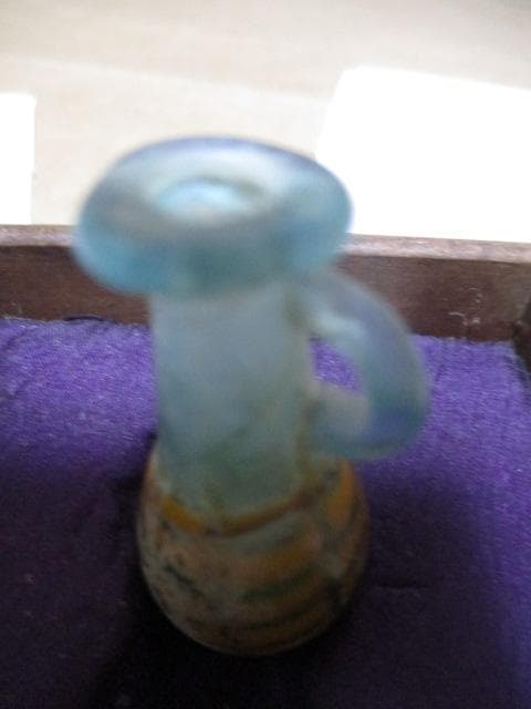 メソポタミア文明　コアガラス　香油瓶　箱付き　Q20-1