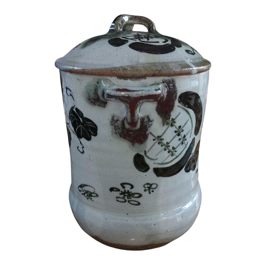 希少　越後太丘焼　織部釉水差　茶道具　明治レトロ