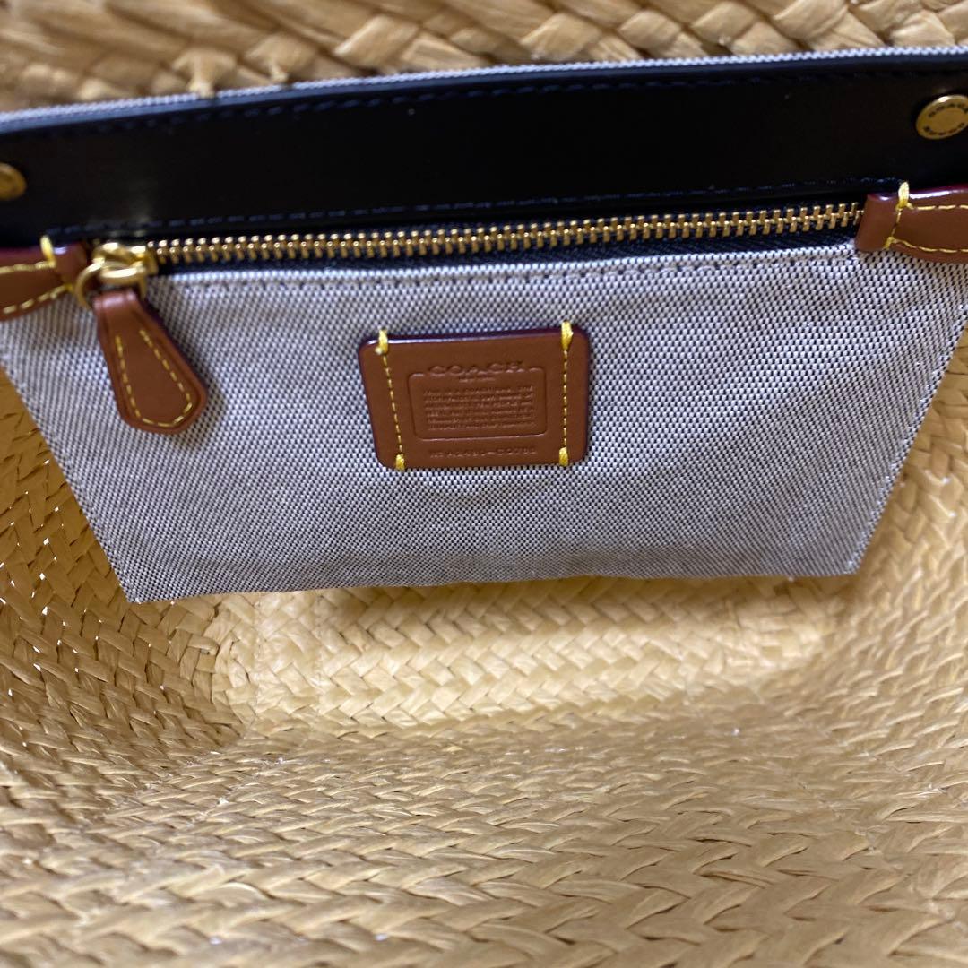 COACH ストロートートバッグ ベージュ×ブラック