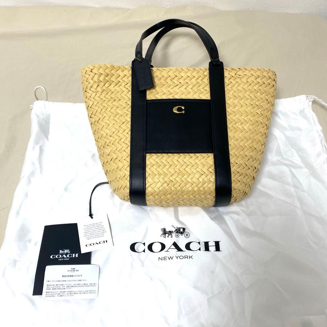 COACH ストロートートバッグ ベージュ×ブラック