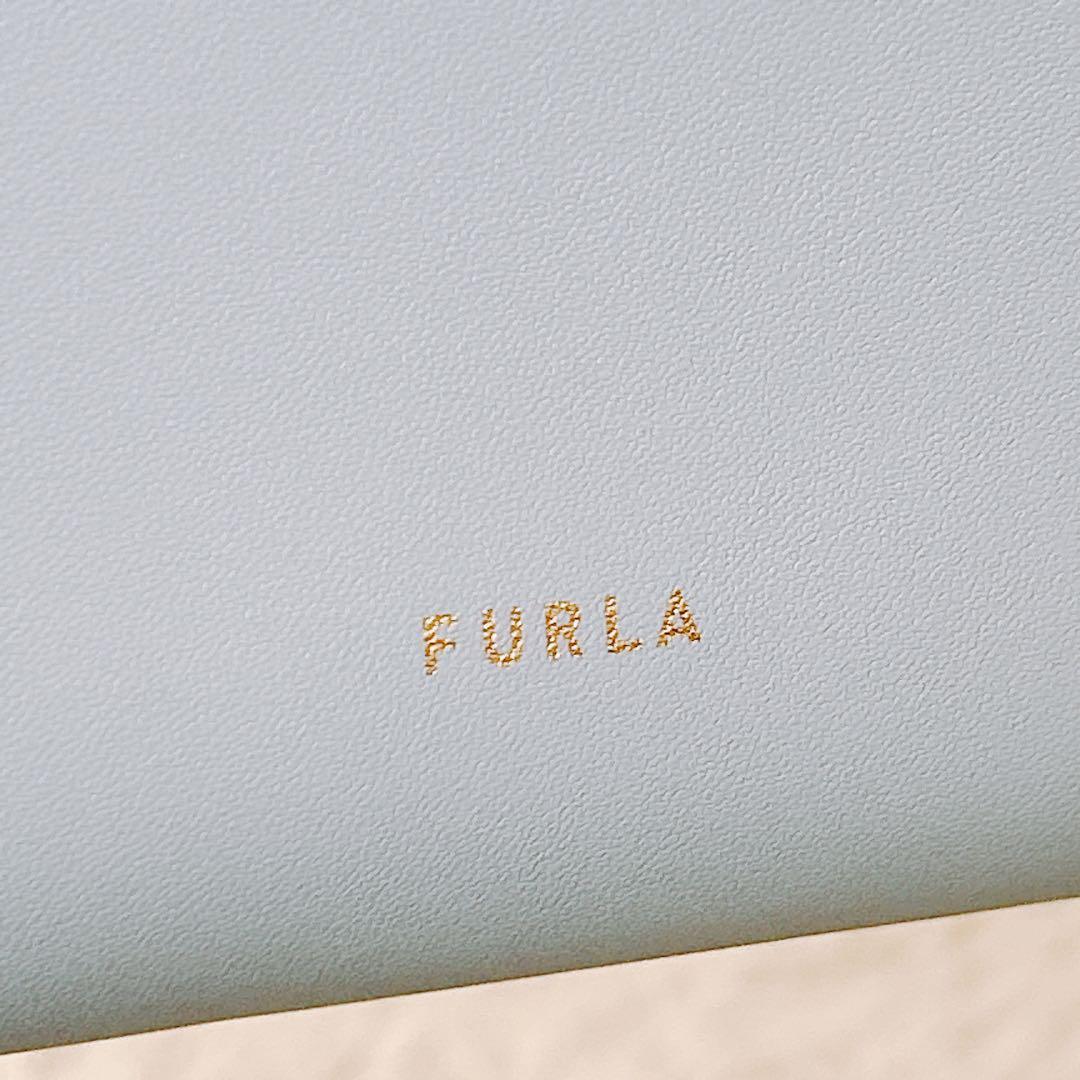 現行　フルラ　ヌヴォラ 2wayショルダーバッグ チェーン　レザー 水色