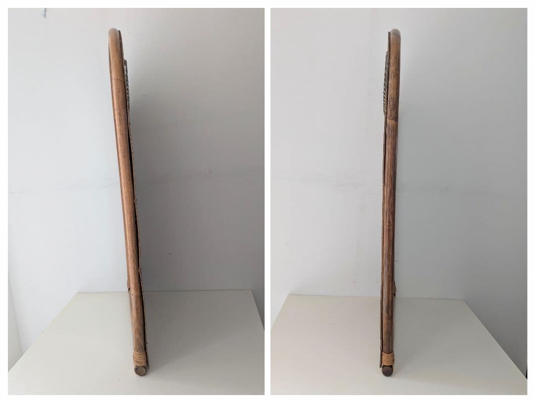 ヴィンテージ ラタン アーチ ウォールミラー オールドラタン モダン藤 レトロ