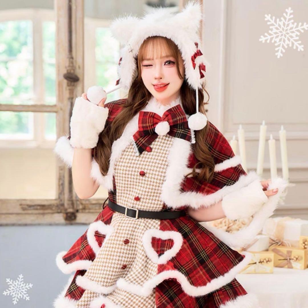 Malymoon ノエルクラシック千鳥キャットサンタ MLサイズ