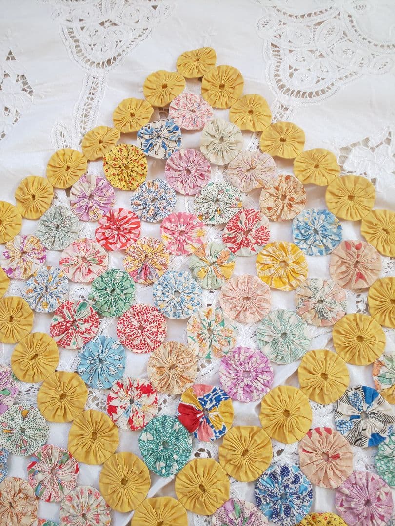 アンティーク ヨーヨーキルト フィードサック