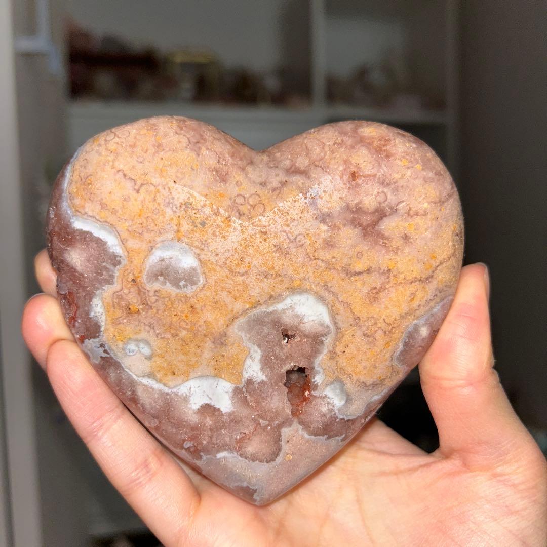 ピンクアメジスト bigサイズ ハート 天然石 置物428g