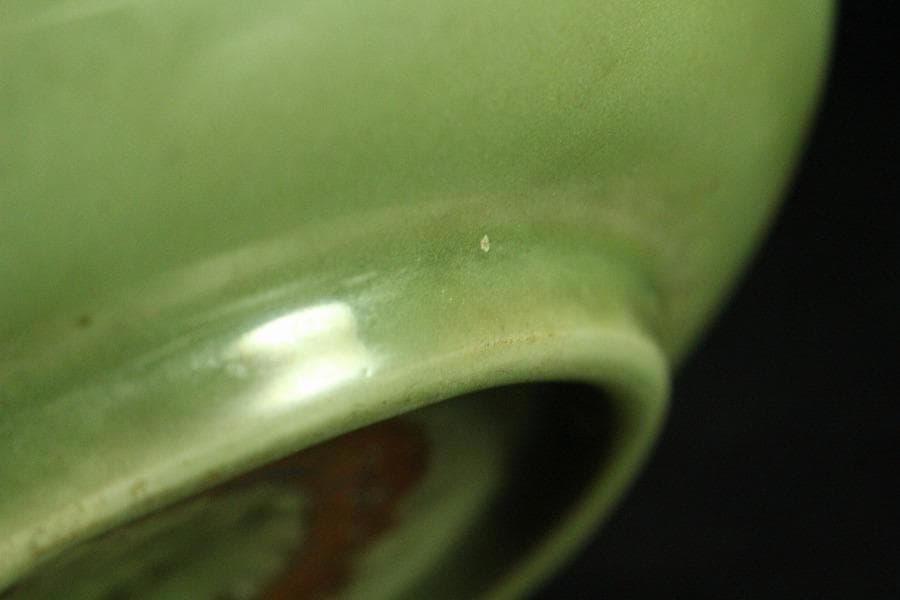 中国美術 青磁 鹿福紋 皿 φ19.5cm(K-A827)