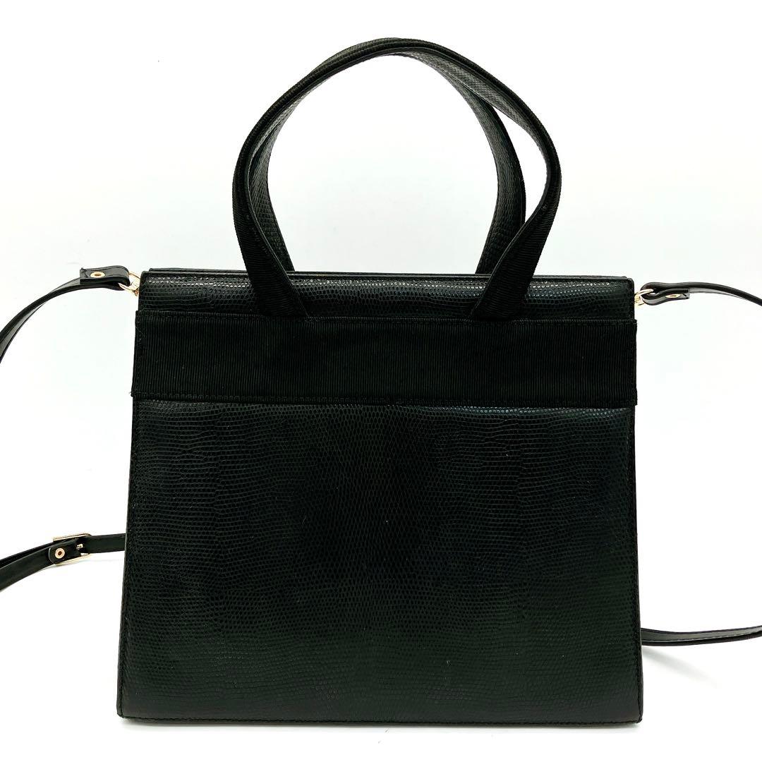 【Salvatore Ferragamo】ハンドバッグ レザー　リザード　黒