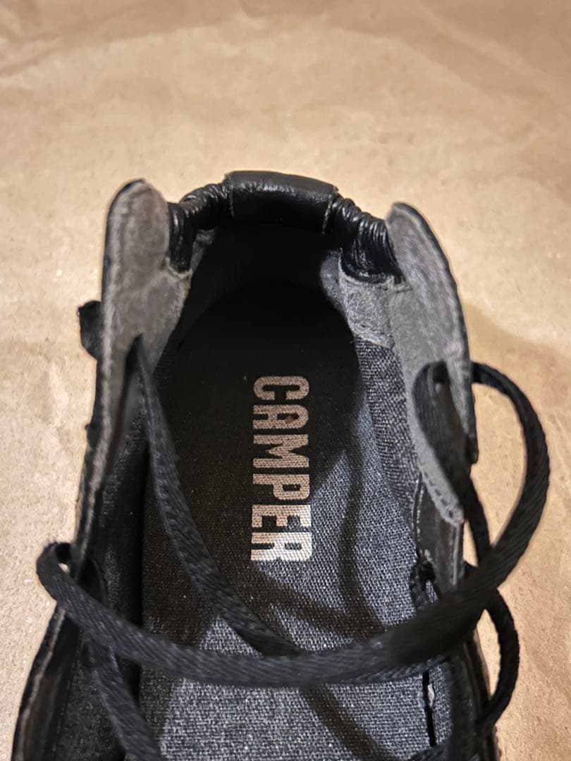 本革バレエシューズ　CAMPER39(25.0相当) ライトニナハイカット　黒