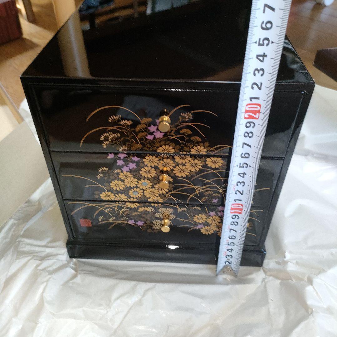 会津塗り　三つ引タンス　黒木