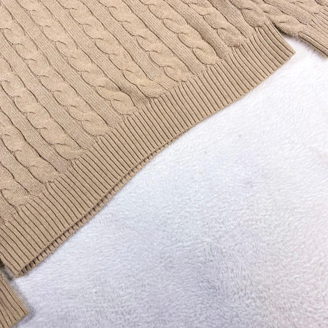 ポロラルフローレン ハーフジップ ケーブルニット 現行 ブラウン XL ニット