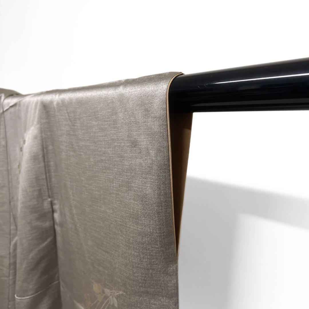 付け下げ　萩　金彩　彩箔　扇　雪輪紋　菊　楽器　松　紋無し　着物　055a d