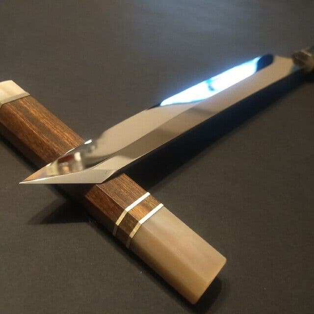 超ウルトラ鏡面V金10号本焼切柳刃包丁270mm モダンレジンアート八角柄