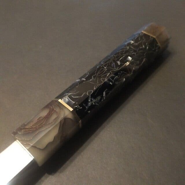 超ウルトラ鏡面V金10号本焼切柳刃包丁270mm モダンレジンアート八角柄