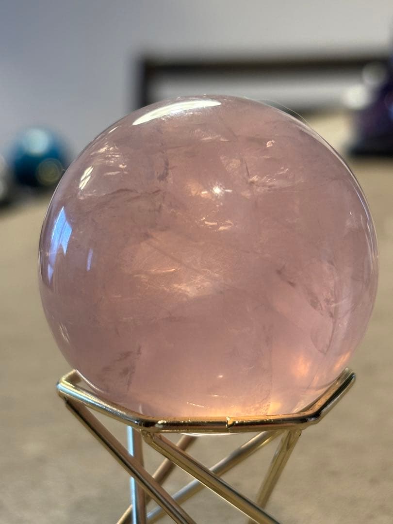 透明感　上品ピンク　スターローズクォーツ　スフィア