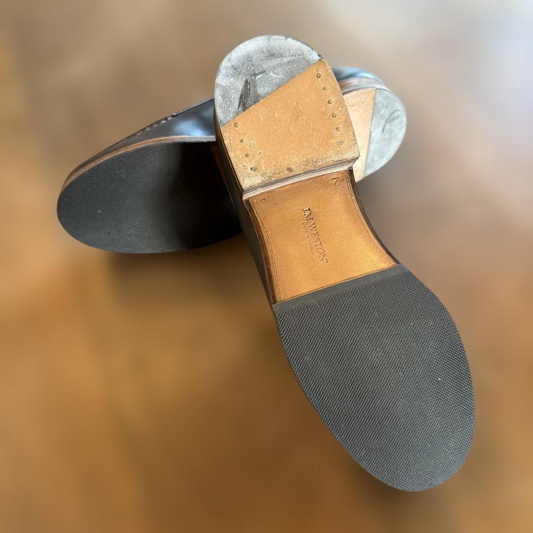 J.M. WESTON ローファー ネイビー/ベージュ