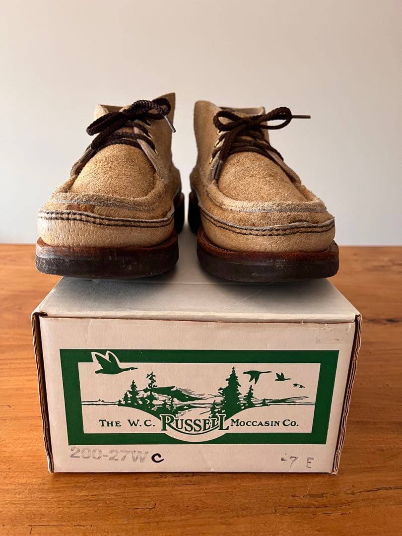 Russell Moccasin ベージュ チャッカ 7E ビブラム 箱付 替紐