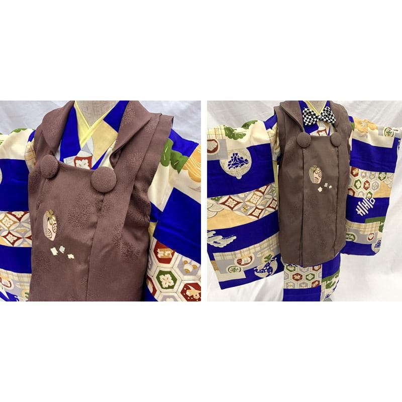 505ab54■七五三 お宮参り セミアンティーク着物&アンティーク被布■