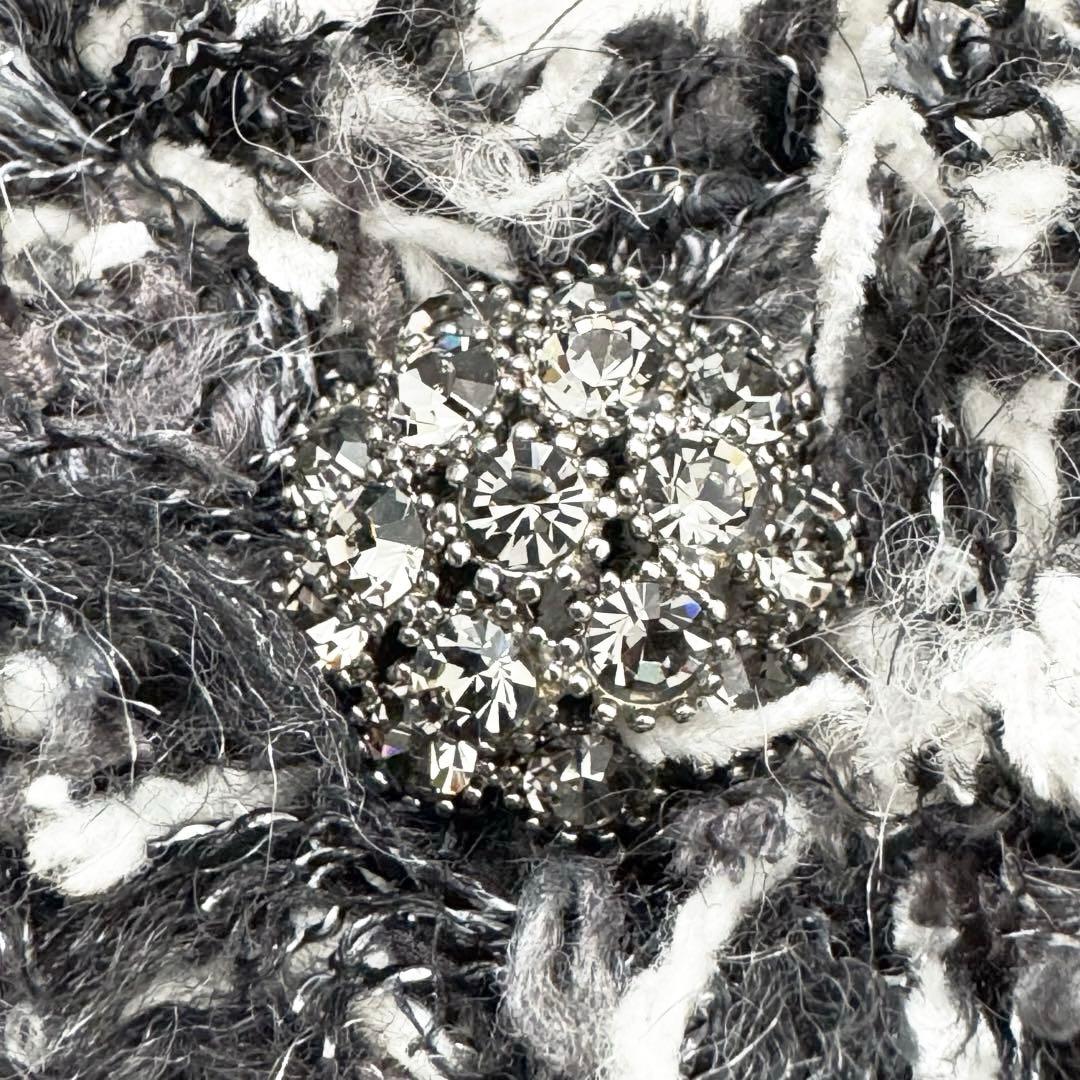 グレースコンチネンタル グレースクラス ファー切替ツイードコート ビジューボタン