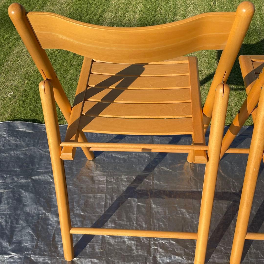 廃盤品 無印良品 木製折りたたみ椅子 フォールディングチェア 2脚