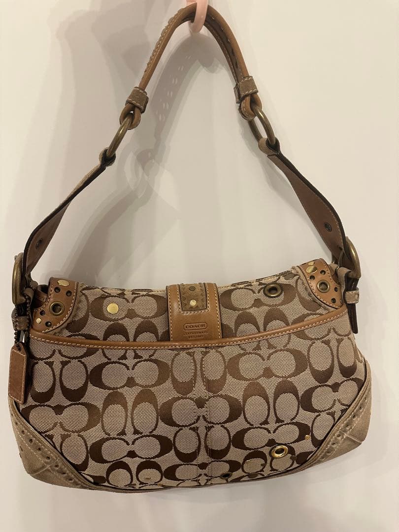 COACHソーホーシグネチャースタッズスエードワンショルダーバッグ ハンドバッグ