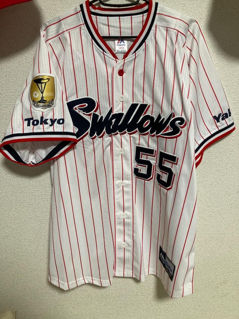 東京ヤクルトスワローズ　村上宗隆　ユニフォーム　優勝パッチ付き　Majestic