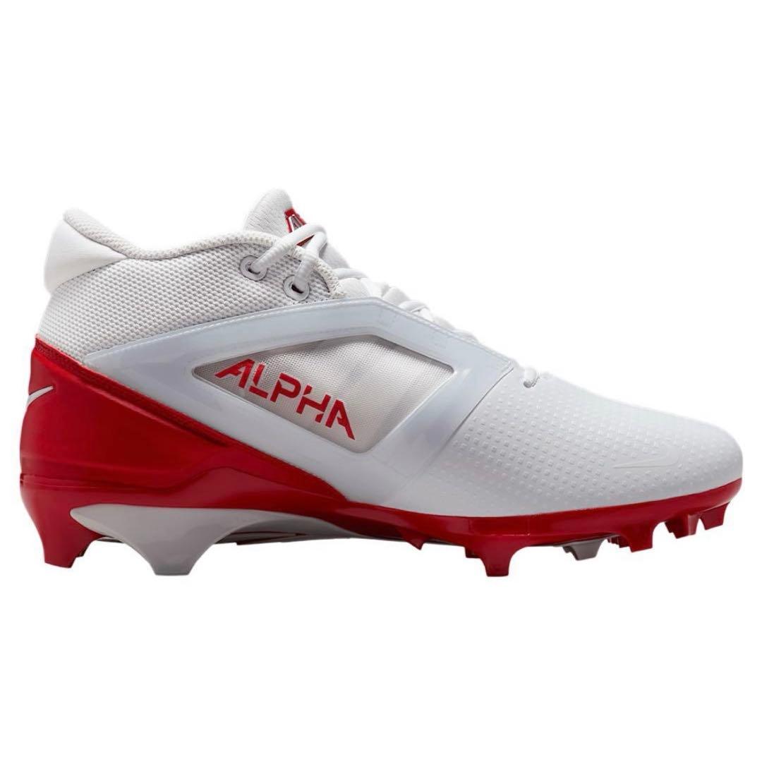 ナイキ 27 アルファメナス プロ アメフト スパイク シューズ 靴 白 赤
