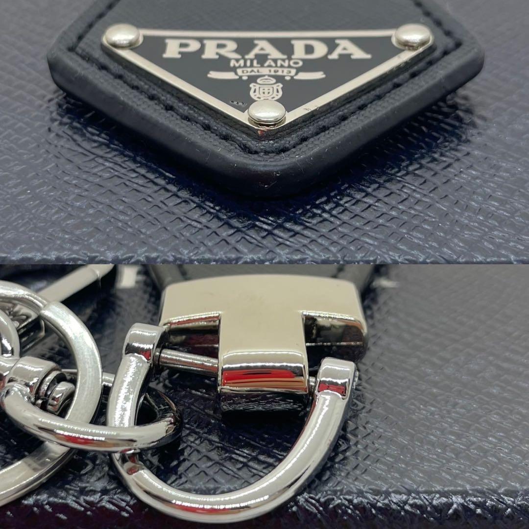 【未使用級】プラダ ノベルティ キーホルダー チャーム サフィアーノレザー 黒