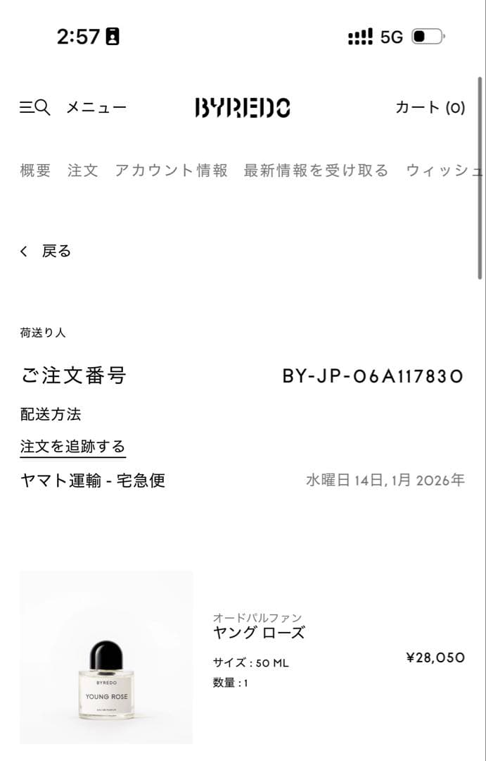 BYREDO YOUNG ROSE Eau de Parfum 50ml 未開封