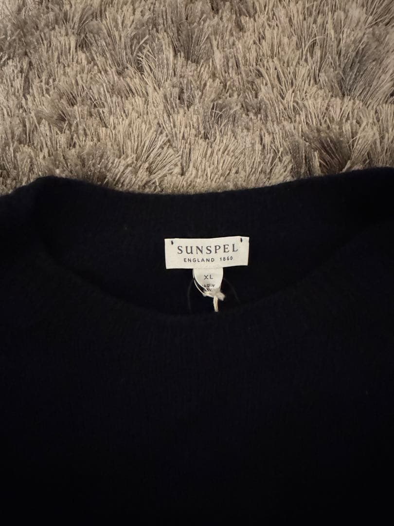 ロンハーマン別注 サンスペル ラムズウールクルーネックセーター ネイビー XL