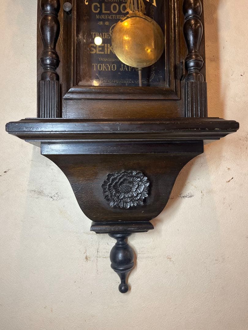 大型ひまわり　精工舎　柱時計　古時計　振り子　ゼンマイ　ボンボン　レトロ