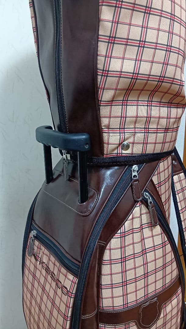 kasco キャスコ キャディバッグ キャスター付 チェック柄 ブラウン