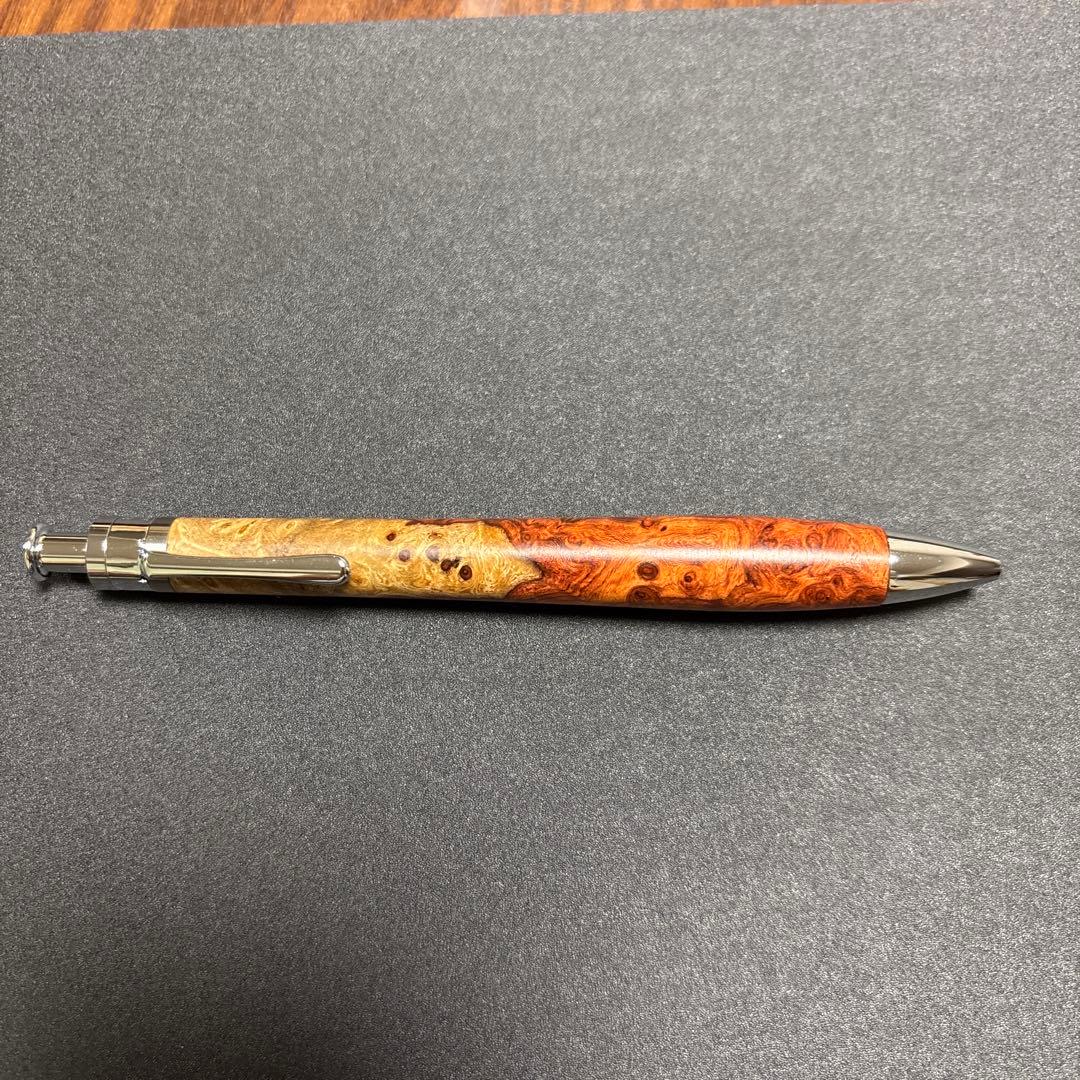 工房楔　木軸ボールペン花梨紅白(こぶ杢) 未使用