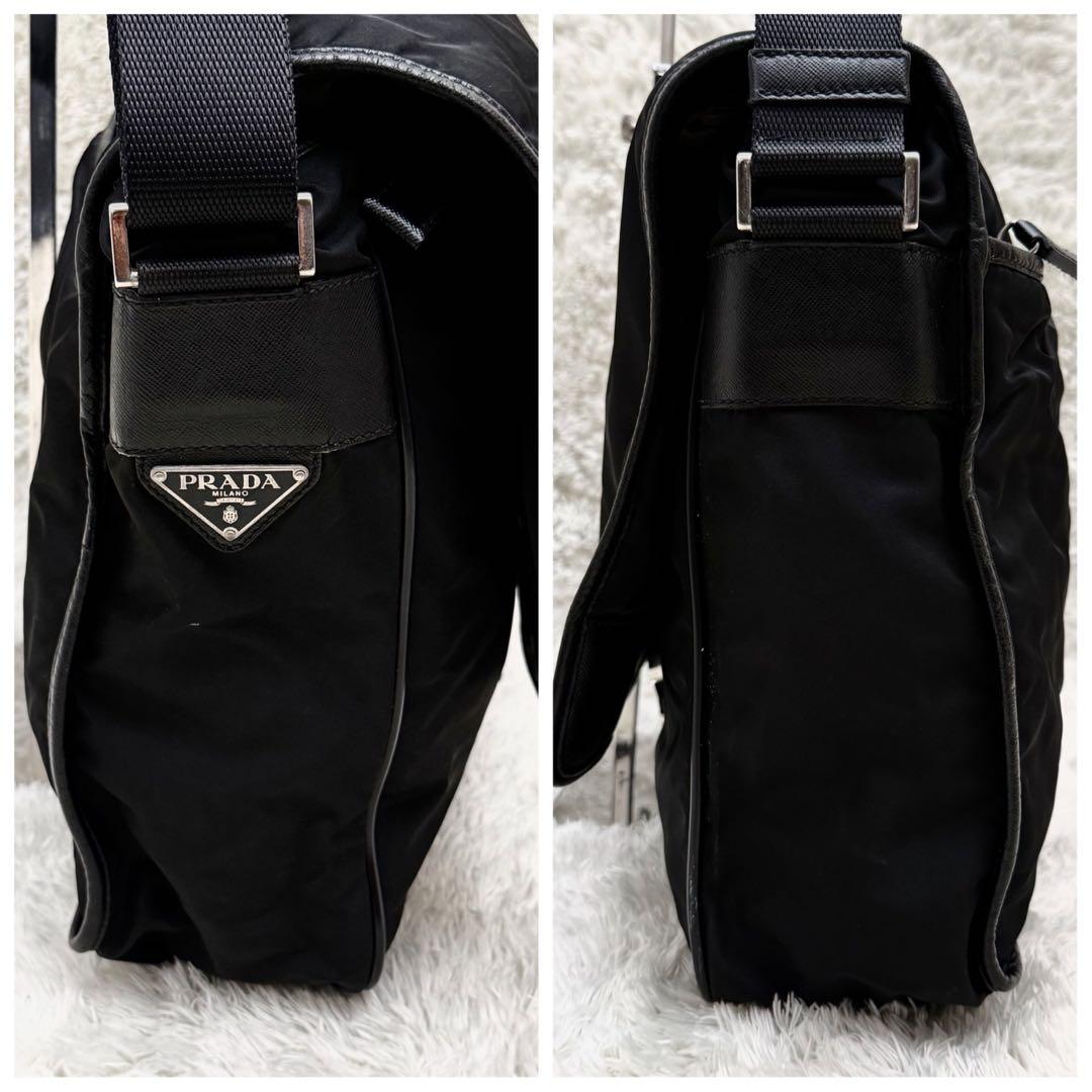 PRADAプラダ テスート 黒 メッセンジャーバッグ 三角ロゴ サフィアーノ