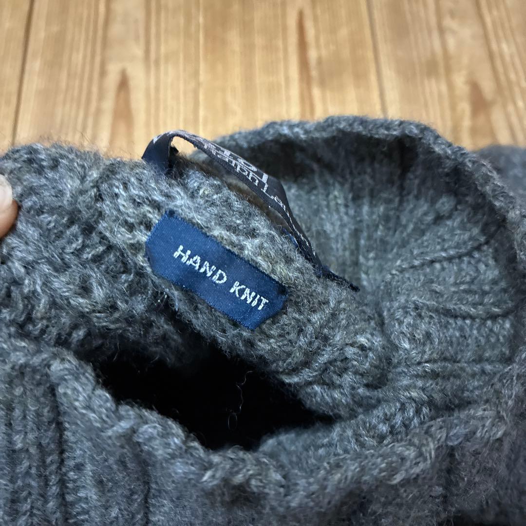 ラルフローレン　L ハンドニット　グレー　編み　ケーブルニット　ハイネック