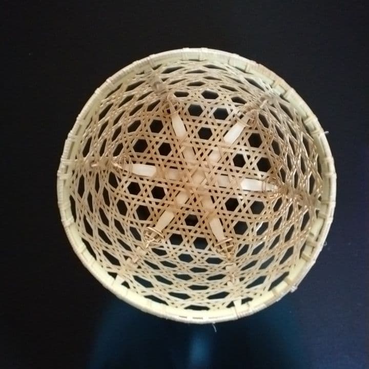 竹製 中型収納バスケット 編み込みデザイン