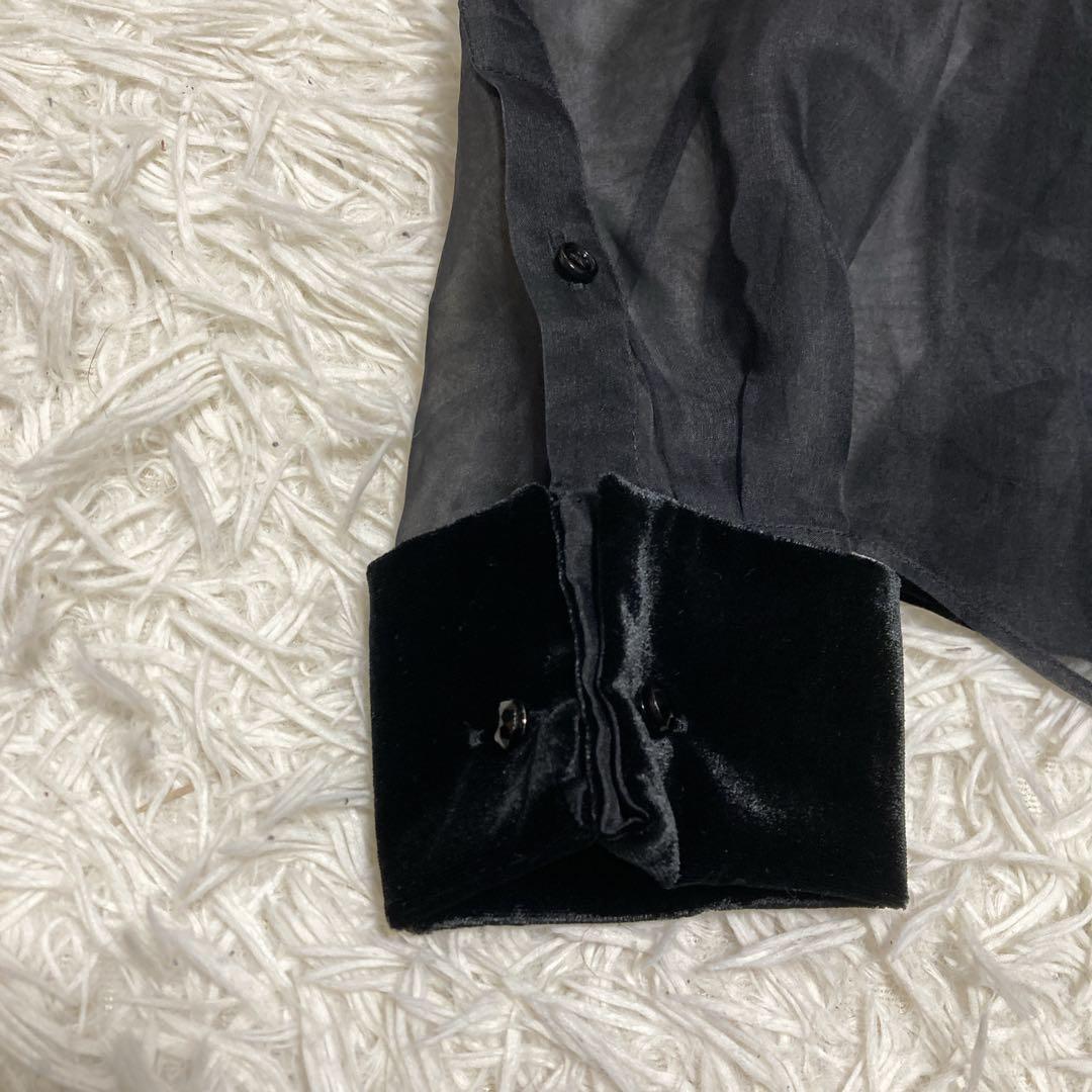 極美品✨現行ラルフローレン　パープルレーベル　シルク　ベロア　ブラウス　M 黒