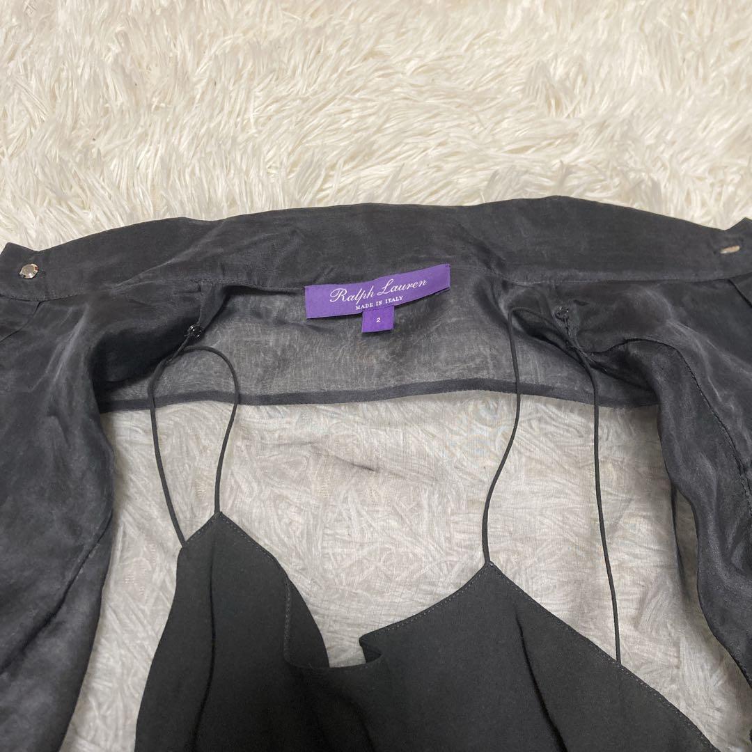 極美品✨現行ラルフローレン　パープルレーベル　シルク　ベロア　ブラウス　M 黒