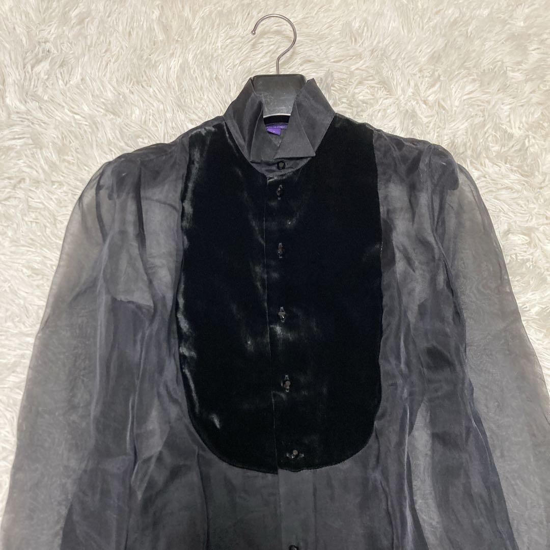 極美品✨現行ラルフローレン　パープルレーベル　シルク　ベロア　ブラウス　M 黒