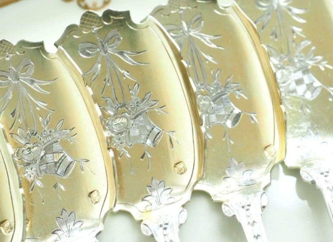 純銀 ② ソリッドシルバー アイスクリームスプーン スターリングシルバー